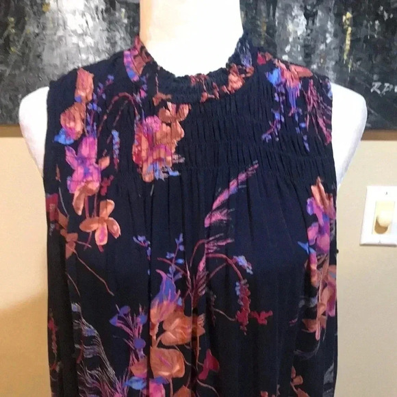 A New Day Floral High Neck Ruffle Maxi with Pockets-Size M - Picture 5 of 8